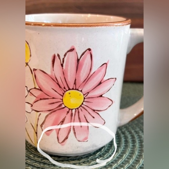 Vintage Daisy & Tulip Flower Mug Norleans Stoneware Coffee Tea Cup Made In Korea - Picture 7 of 9